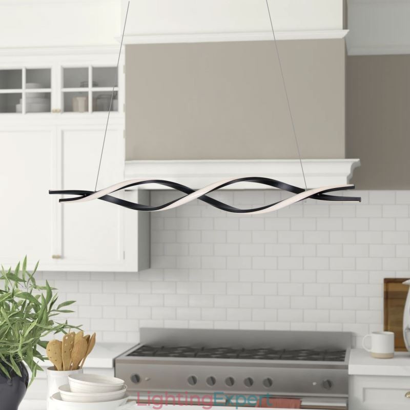 Modern Pendant Lighting Black Wave Shape Hanging Lights