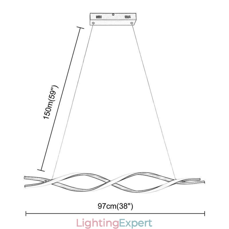 Modern Pendant Lighting Black Wave Shape Hanging Lights
