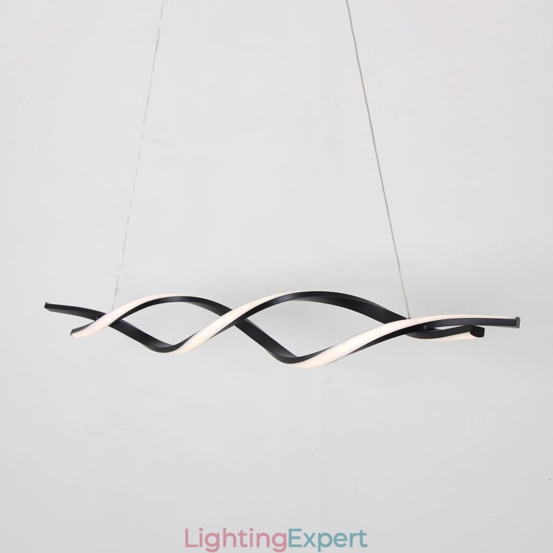 Modern Pendant Lighting Black Wave Shape Hanging Lights