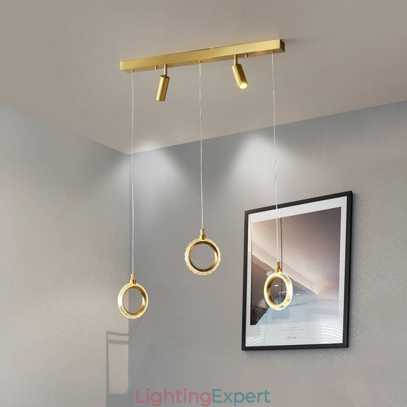 Pendant Light Acrylic Ring Light Fixture with Spotlight