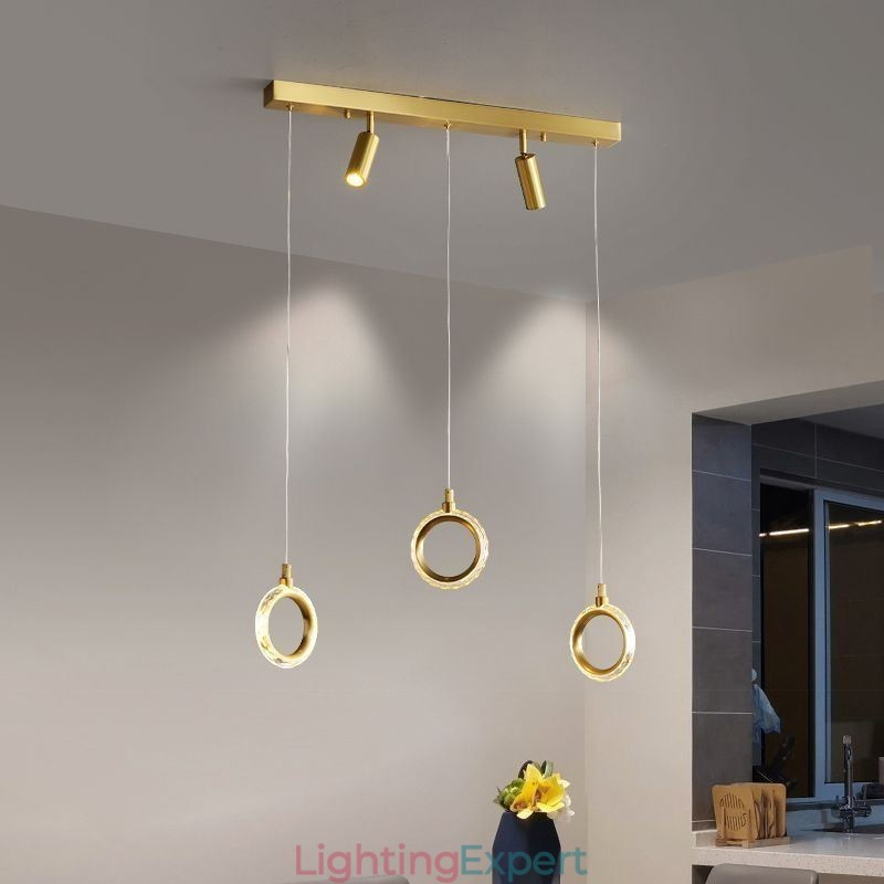 Pendant Light Acrylic Ring Light Fixture with Spotlight