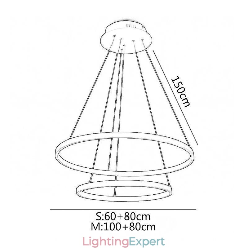 Modern Simple Pendant Light Aluminum Double Ring Hanging Light