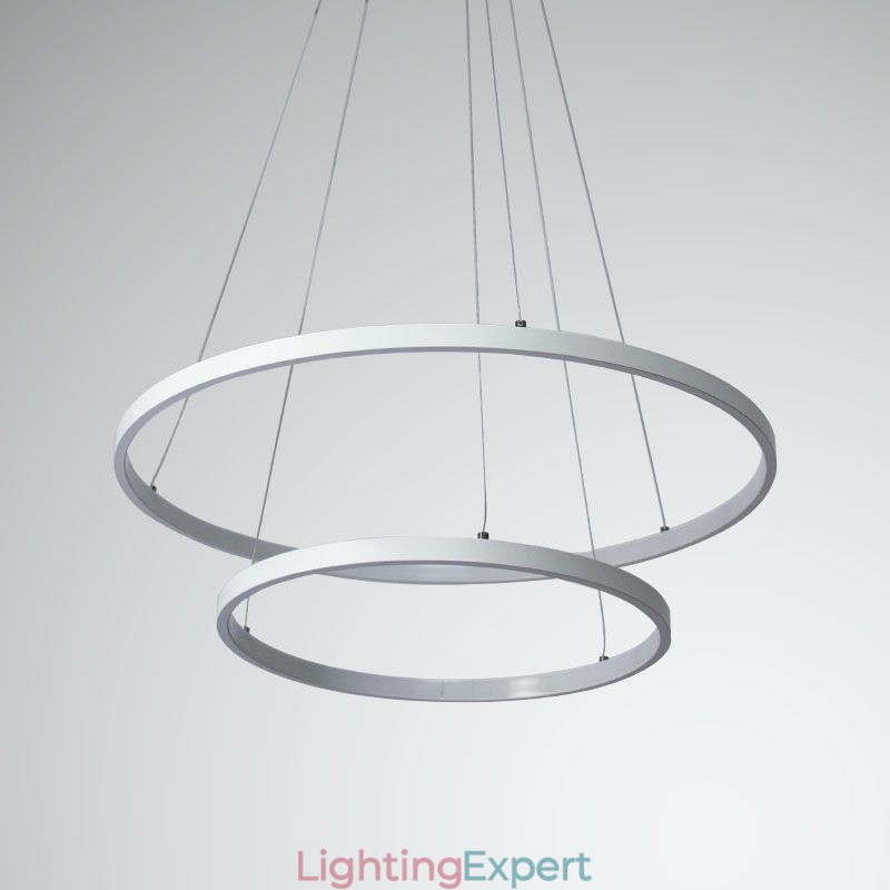 Modern Simple Pendant Light Aluminum Double Ring Hanging Light