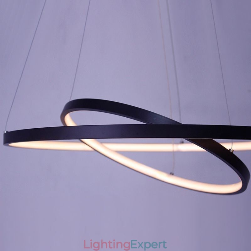 Modern Simple Pendant Light Aluminum Double Ring Hanging Light