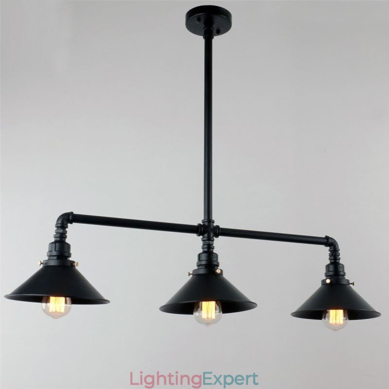3 Light Retro Industrial Vintage Water Pipe Pendant Light Chandelier Country Rustic Style