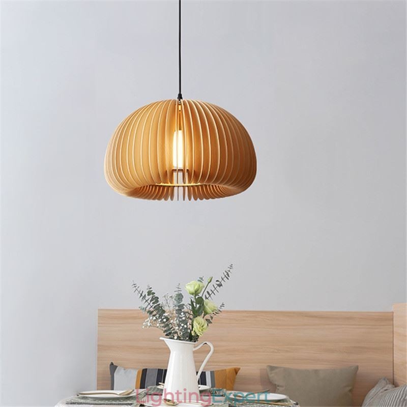 Retro Style Pendant Light Basswood Pumpkin Pendant Lamp