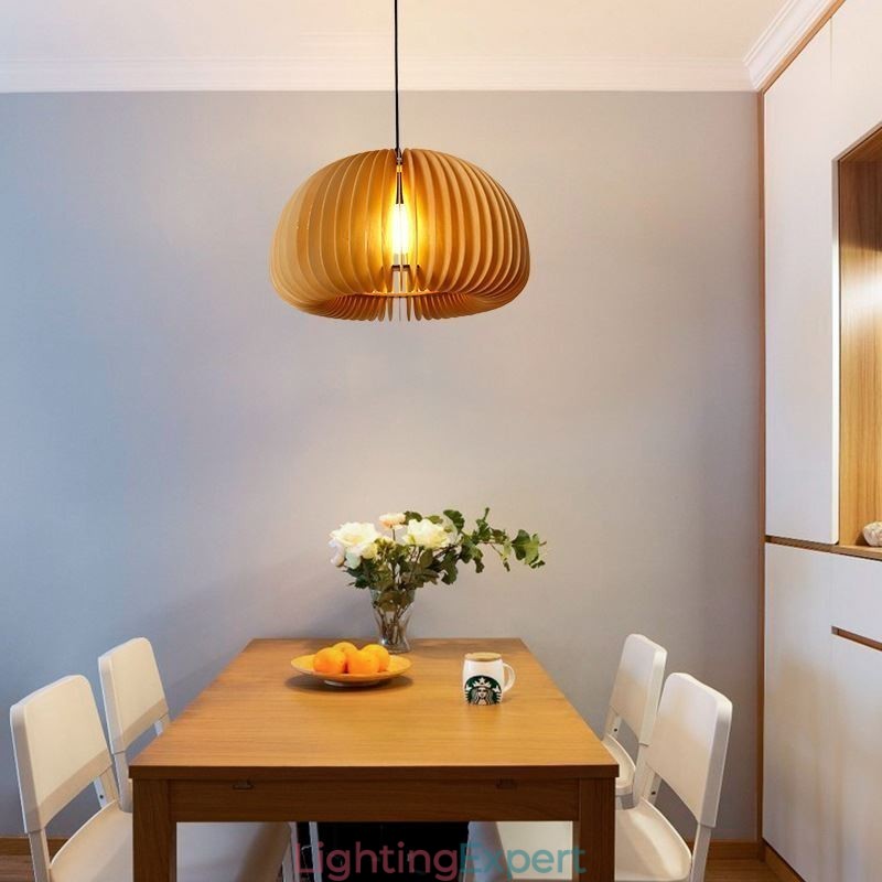 Retro Style Pendant Light Basswood Pumpkin Pendant Lamp