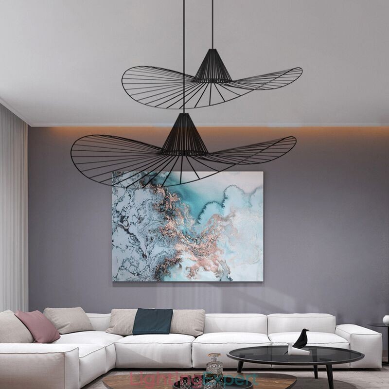 Iron Pendant Light Simple Straw Hat Lamp 1 Light