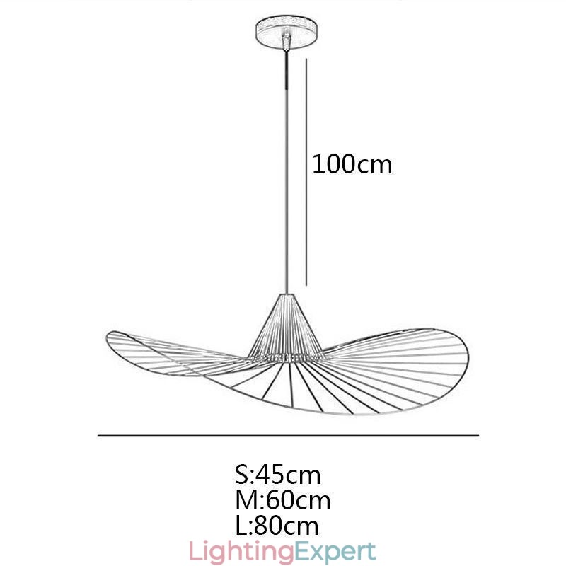 Iron Pendant Light Simple Straw Hat Lamp 1 Light