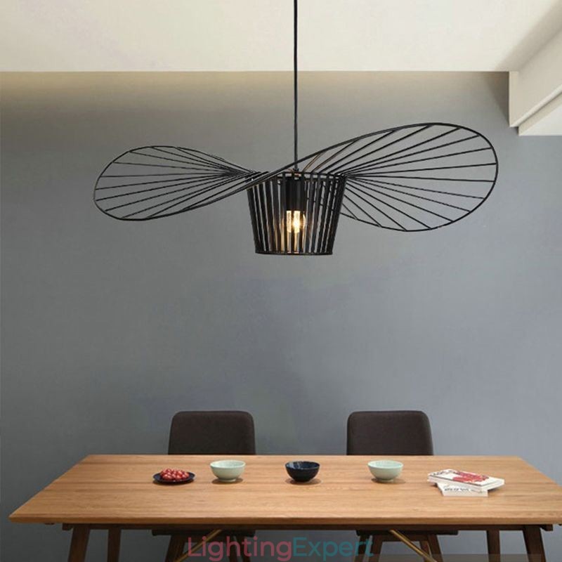 Iron Pendant Light Straw Hat Lamp 1 Light