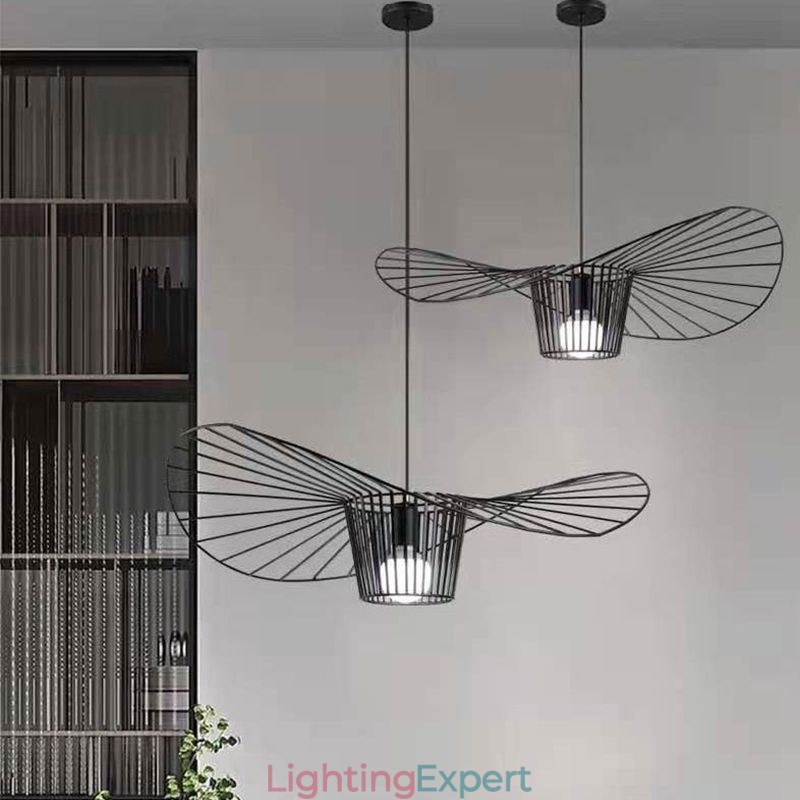 Iron Pendant Light Straw Hat Lamp 1 Light