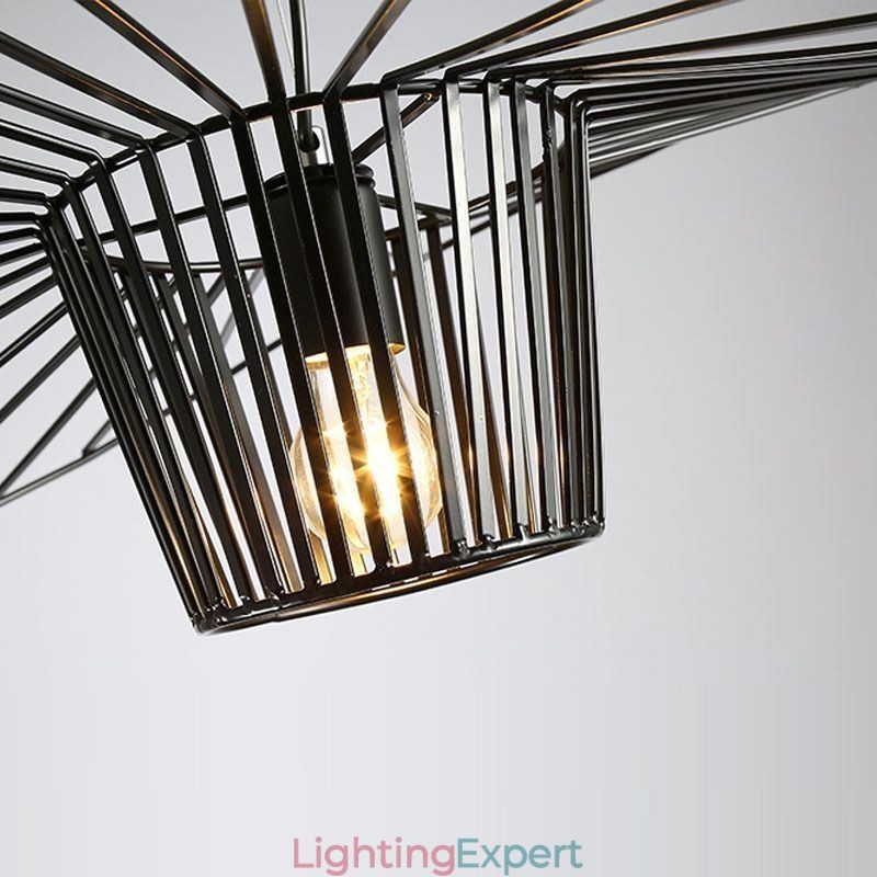 Iron Pendant Light Straw Hat Lamp 1 Light