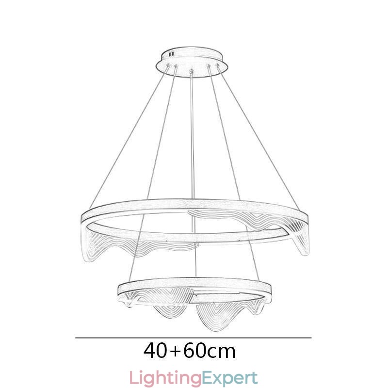 Golden Wave Ripple Pendant Light Ceiling Light 2 Light
