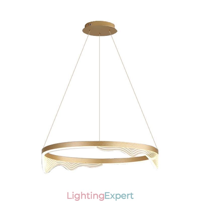 Nordic Aluminum Pendant Light Golden Wave Ripple Hanging Light