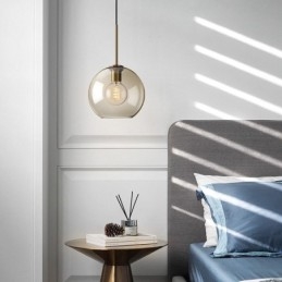 Glass Pendant Light Minimalist Cognac Color Decorative Glass Light Fixture
