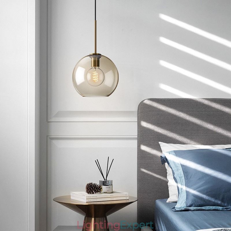 Glass Pendant Light Minimalist Cognac Color Decorative Glass Light Fixture