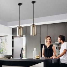 Glass Pendant Light Minimalist Cognac Color Decorative Glass Light Fixture