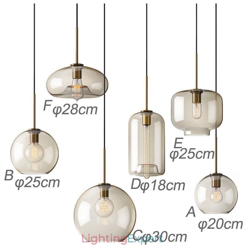 Glass Pendant Light Minimalist Cognac Color Decorative Glass Light Fixture