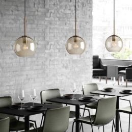 Glass Pendant Light Minimalist Cognac Color Decorative Glass Light Fixture
