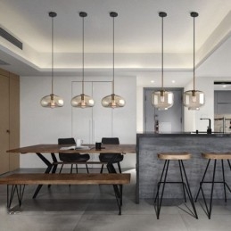 Glass Pendant Light Minimalist Cognac Color Decorative Glass Light Fixture