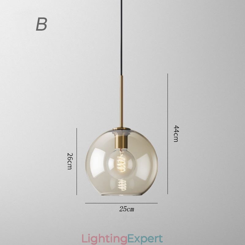 Glass Pendant Light Minimalist Cognac Color Decorative Glass Light Fixture