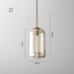 Glass Pendant Light Minimalist Cognac Color Decorative Glass Light Fixture