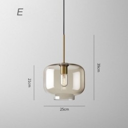 Glass Pendant Light Minimalist Cognac Color Decorative Glass Light Fixture