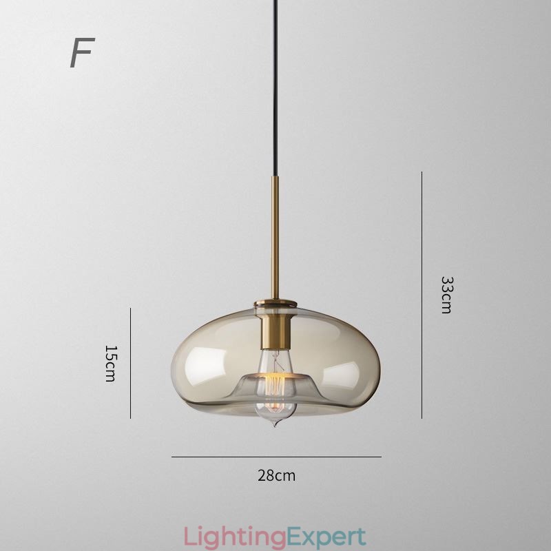 Glass Pendant Light Minimalist Cognac Color Decorative Glass Light Fixture