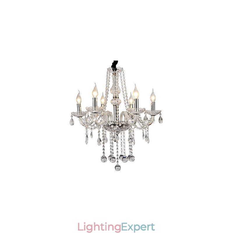 Modern Contemporary Crystal Electroplated Metal Chandelier