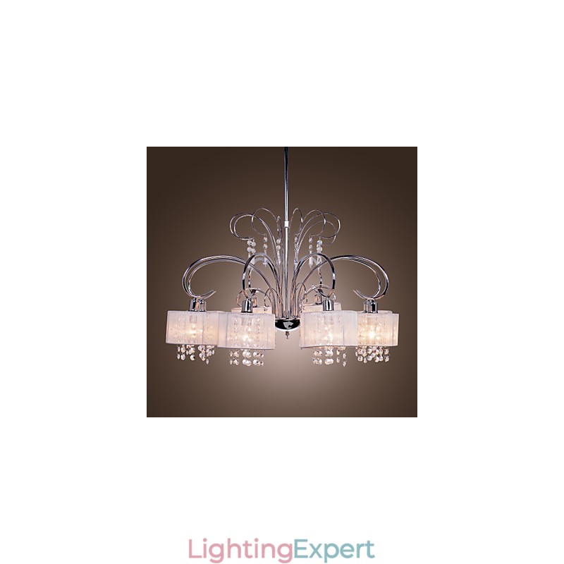 Modern Contemporary Crystal Chrome Metal Chandelier