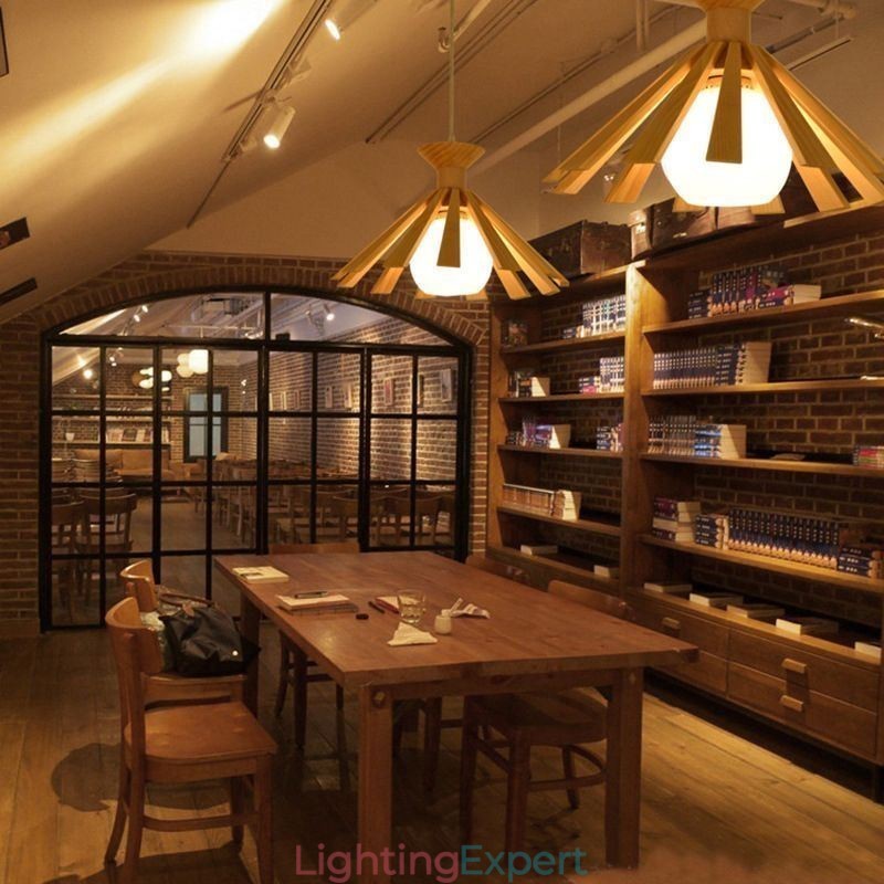 Simple Style Wood Pendant Light Fixture