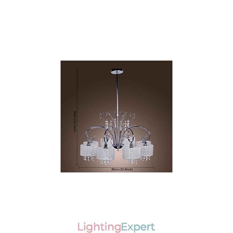 Modern Contemporary Crystal Chrome Metal Chandelier
