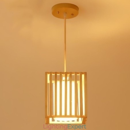 Minimalist Wood Cage Pendant Light