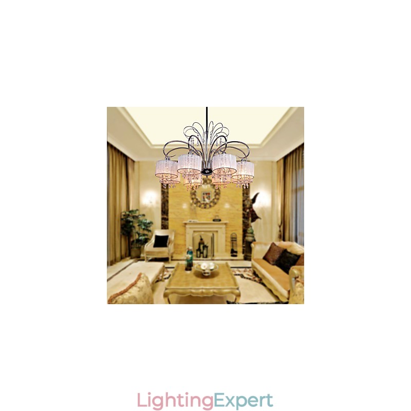 Modern Contemporary Crystal Chrome Metal Chandelier
