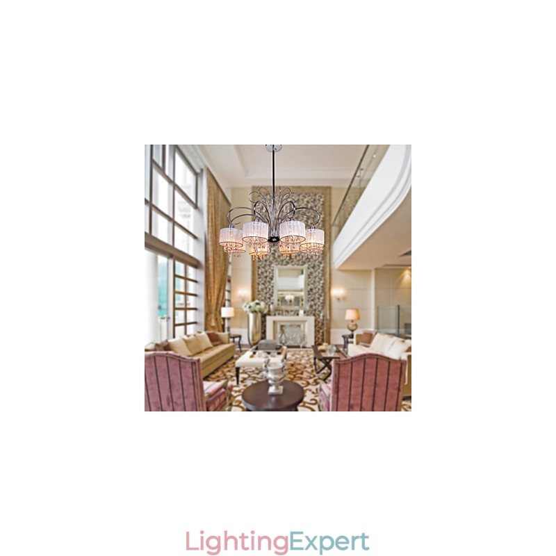 Modern Contemporary Crystal Chrome Metal Chandelier