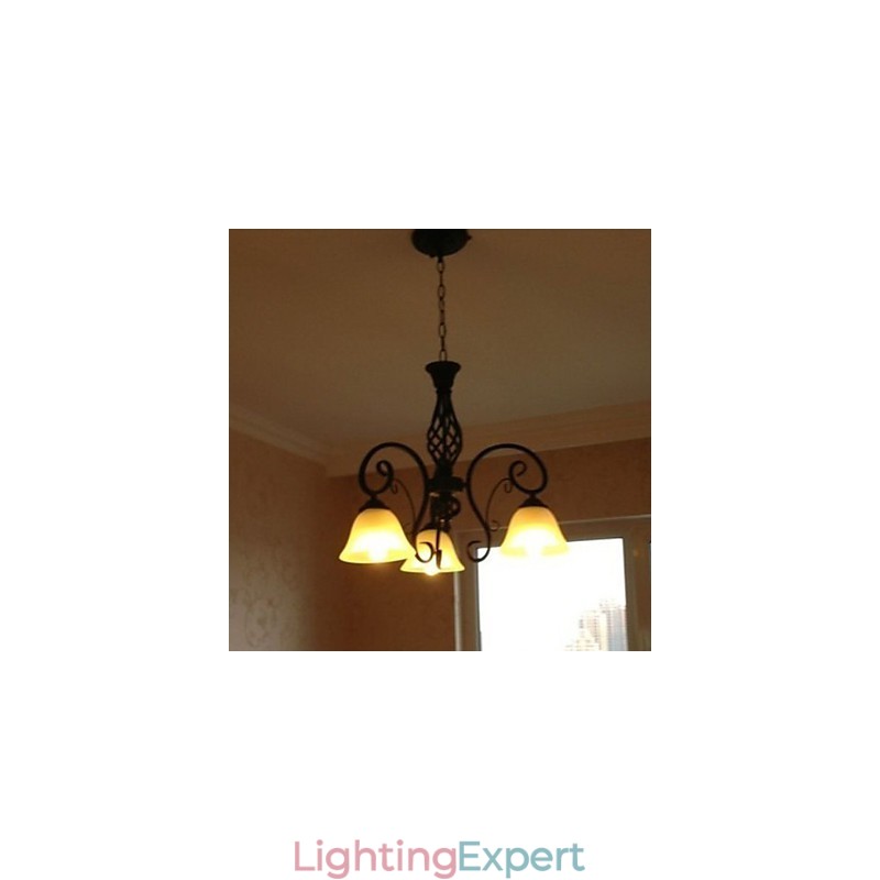 Rustic Lodge Painting Metal Chandelier