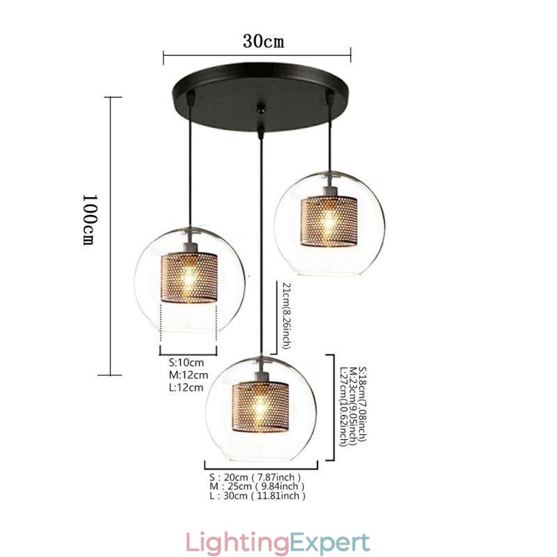 Minimalist Glass Cluster Pendant Light 3 Light Ceiling Light Island