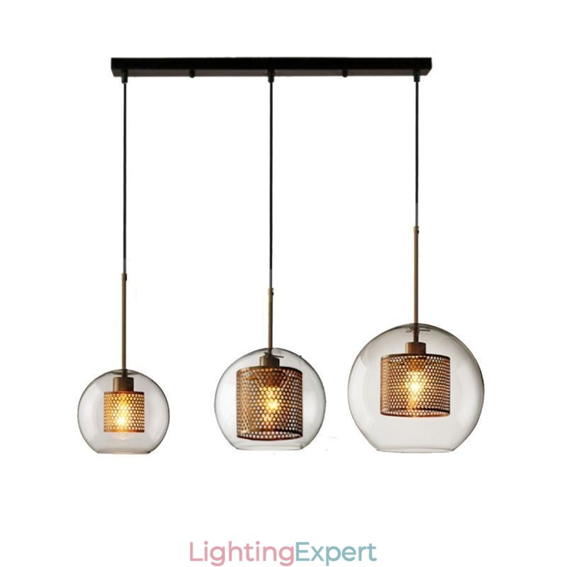 Minimalist Glass Cluster Pendant Light 3 Light Ceiling Light Island
