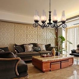 Traditional Classic Candle Style Painting Chandelier