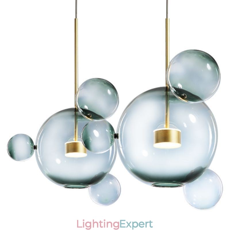 Pendant Light Glass Bubble Ceiling Light Gradient Green Lamp