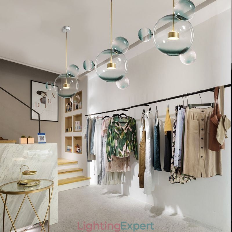 Pendant Light Glass Bubble Ceiling Light Gradient Green Lamp