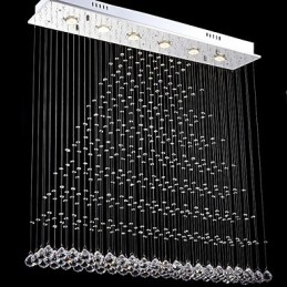 Rectangle Crystal Pendant Light Ceiling Chandelier Lighting Lamps Fixtures
