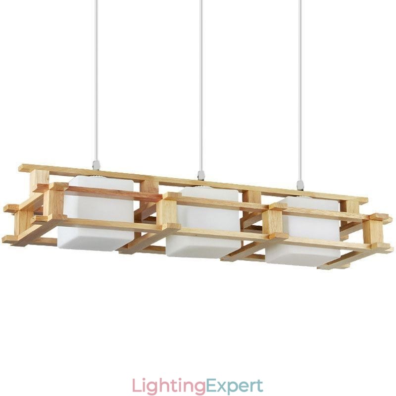 Creative 3 Lights Oak Pendant Lamp Decorative Wood Ceiling Light Cafe