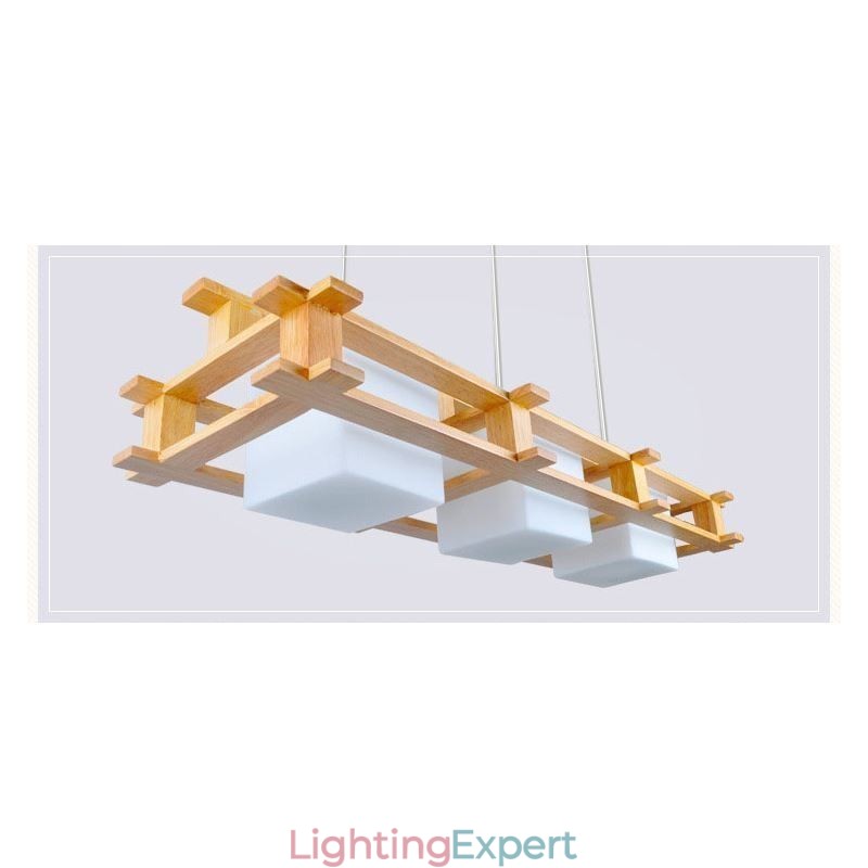 Creative 3 Lights Oak Pendant Lamp Decorative Wood Ceiling Light Cafe