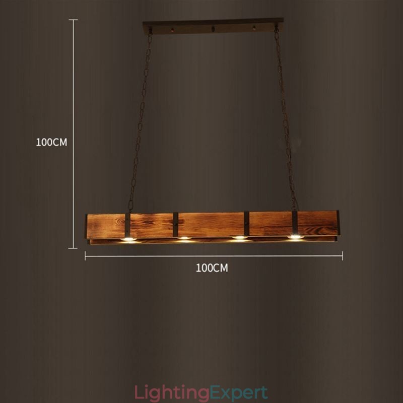 Industrial Style Pendant Light Rectangle Wood Ceiling Light Island