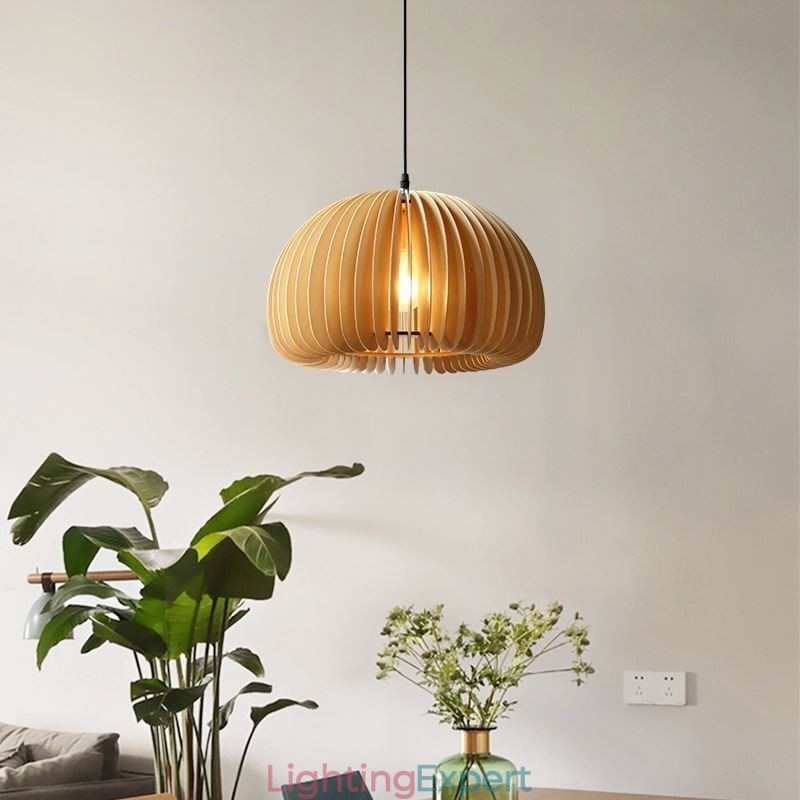 Retro Style Pendant Light Basswood Pumpkin Pendant Lamp