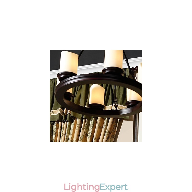 Vintage Chandelier 6 Lights Steel and Glass