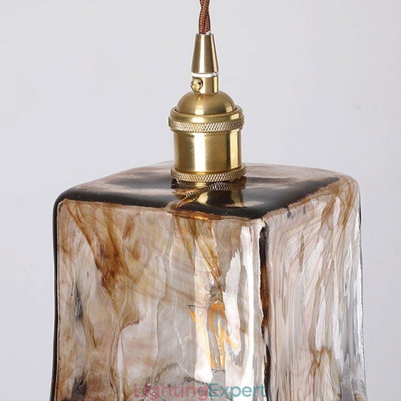Unique Mini Glass Pendant Light Japanese Style Amber Color Decorative Lighting