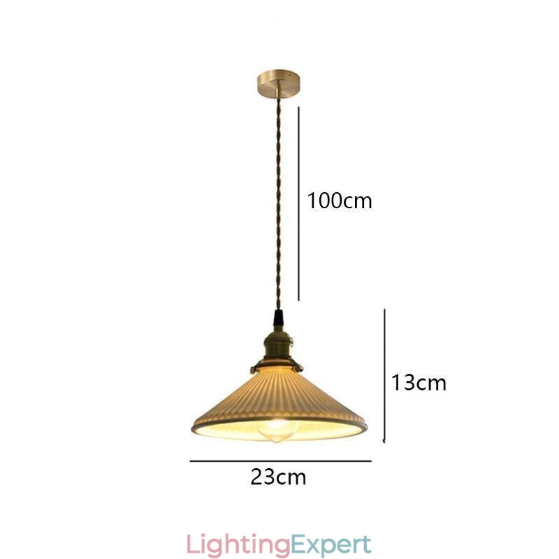 Japanese Style Ceramics Pendant Light Retro Pleated Pendant Lamp