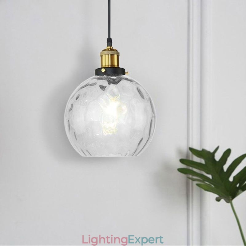 Contemporary Glass Pendant Light Round Water Pattern Glass Pendant Lamp